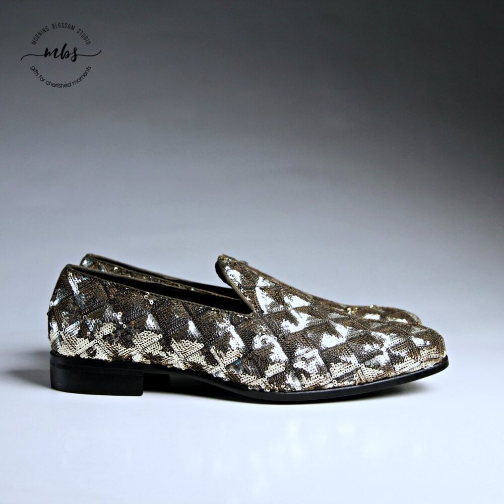 NWOT Stacy Adams‎ Sequins Swank Shoes Gold Men 7.5